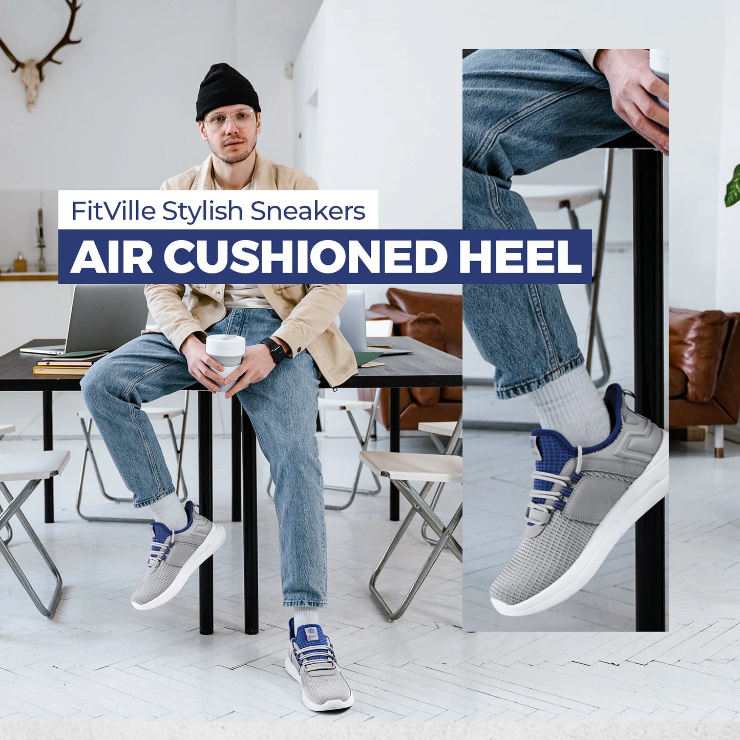 FitVille Herrenschuhe, extra breit, leicht, für geschwollene Füße, orthopädische Fußschmerzlinderung, Straßenlauf- und Wandersneaker