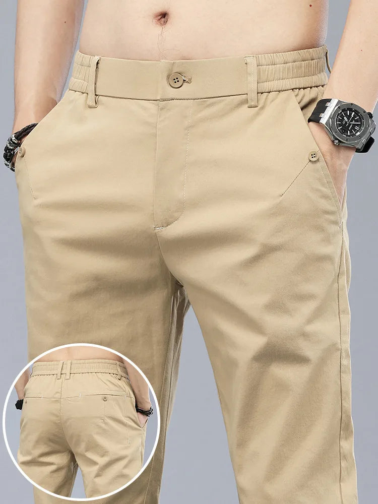 Marke Kleidung männer Casual Hosen 98% Baumwolle Dünne Business Gerade Slim Fit Klassische Hosen Stretch Frühling Sommer Männliche Hosen