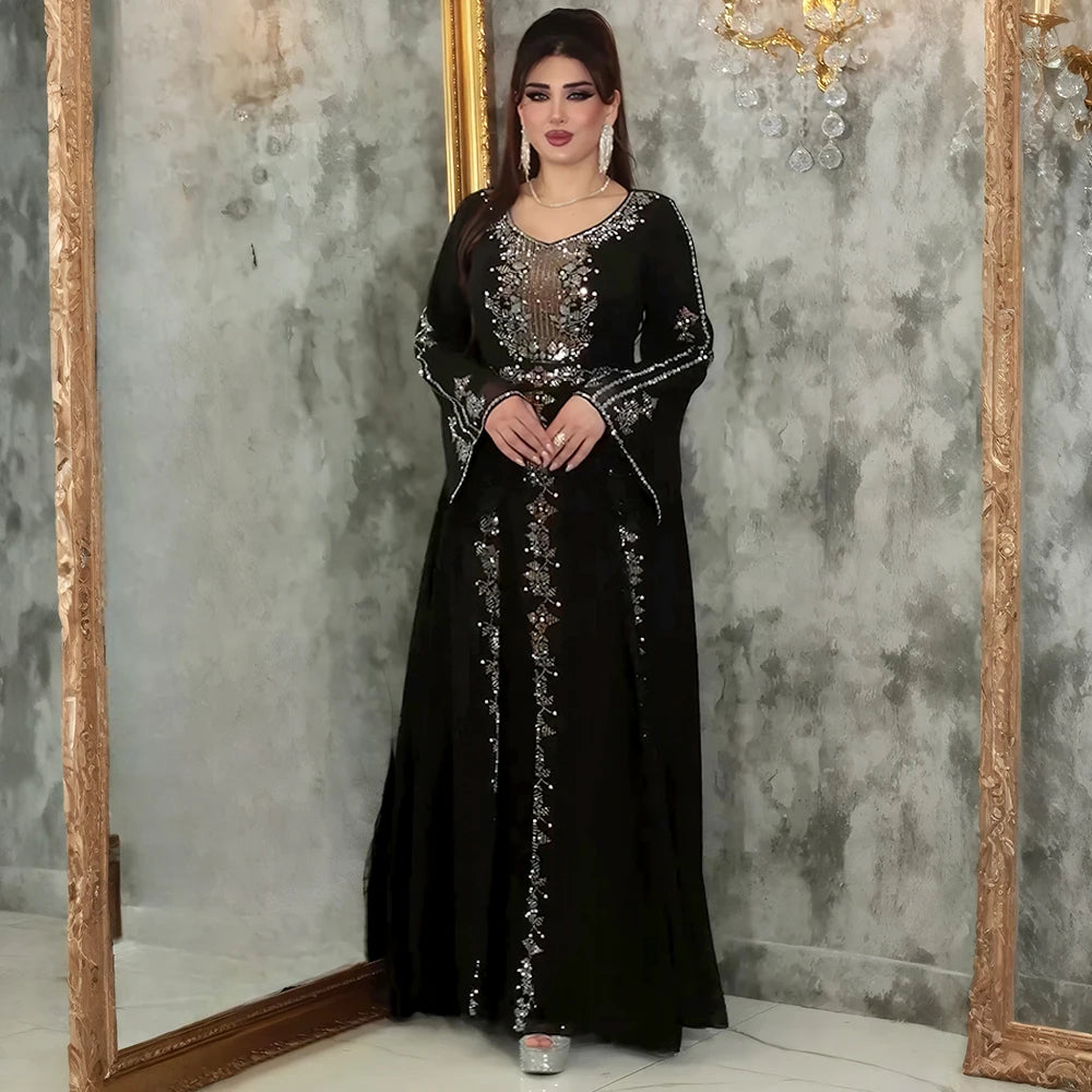 Abayas For Women Dubai Luxury 2025 African Muslim Fashion Dress Caftan Marocain Evening Party Dresses Kimono Robe Djellaba Femme.