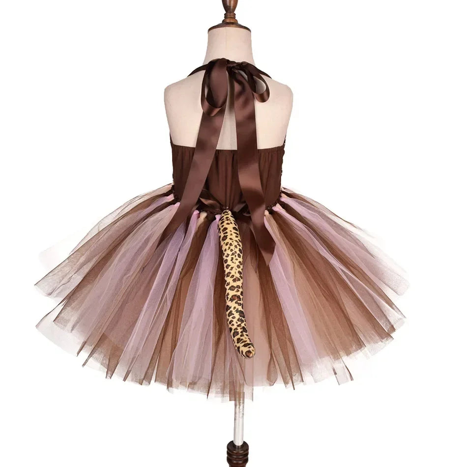 Halloween Tier Cosplay Kostüm für Kinder Wald Thema Kühe Tiger Giraffe Leopard Zebra Tutu Kleider Performance Tanz Sets