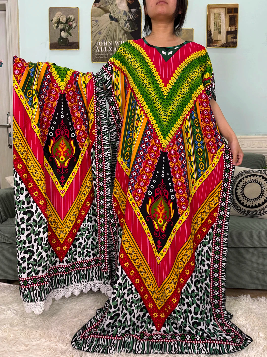 Muslim 2025 New Fashion Sets Abayas For Women Cotton Printed Loose Fit Femme Robe Afircan Islam Dress With 160x80cm Shawl Scarf