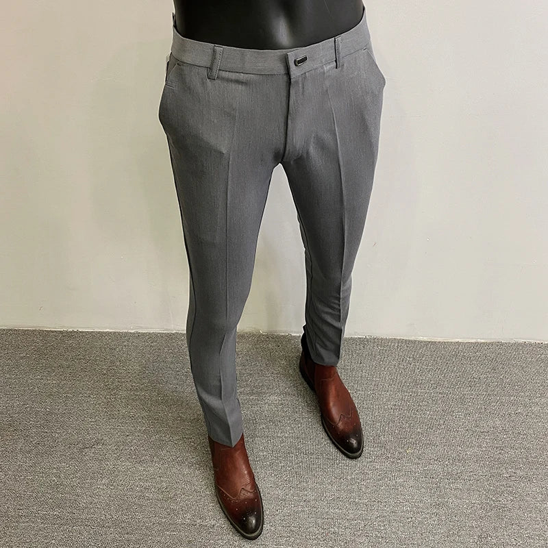 Men Suit Pants Dress Pantalone Hombre Stretch Slim Formal Trousers Calça Masculina Solid Color Casual Pants Fashion Men Clothing