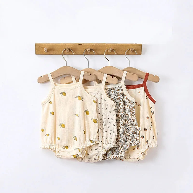 0-24m Neugeborenes Kind Baby Stram pler Mädchen Jungen Sommerkleid ung ärmel los schulter frei Overall niedlichen süßen Bodysuit Outfit