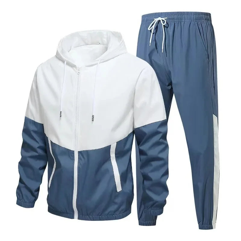 New Men's Sportswear Set Casual Loose Fit Sweatpants with Drawstring Two-Piece Korean Style Autumn Collection