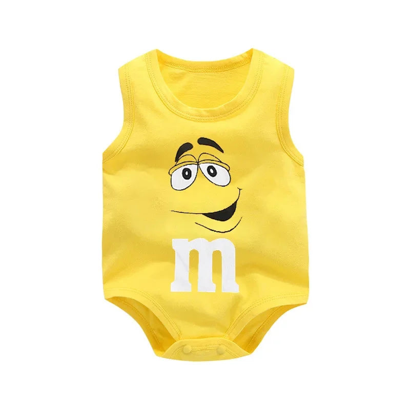 0-24M Neugeborenen Baby Baumwolle Body für Jungen und Mädchen Brief Drucken Lustige M Ärmellose Baby Strampler Sommer weiche Kleinkind Onesie