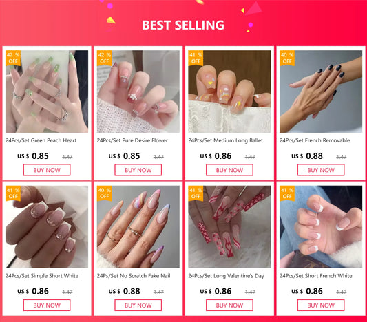 24Ps/Set White Ripple Glitter Chip Design Wearing False Nail French Full Cover Acrylic Press on Nail Almond Shape Fake Nail Tips.