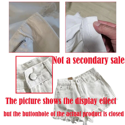 Korean Denim Holes Shorts For Women Fashion High WaistWide Leg Short Jeans Female Designer Casual Street Short 2025 New Trend.