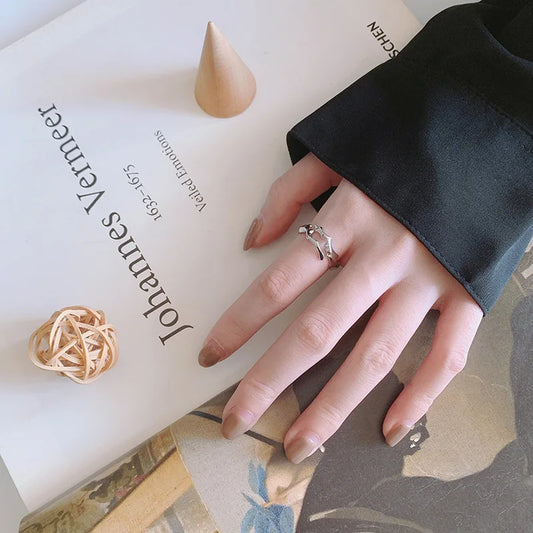 925 Sterling Silver Brambles Rattan Aesthetic Rings For Women Wedding Engagement Jewelry Accessories GaaBou.