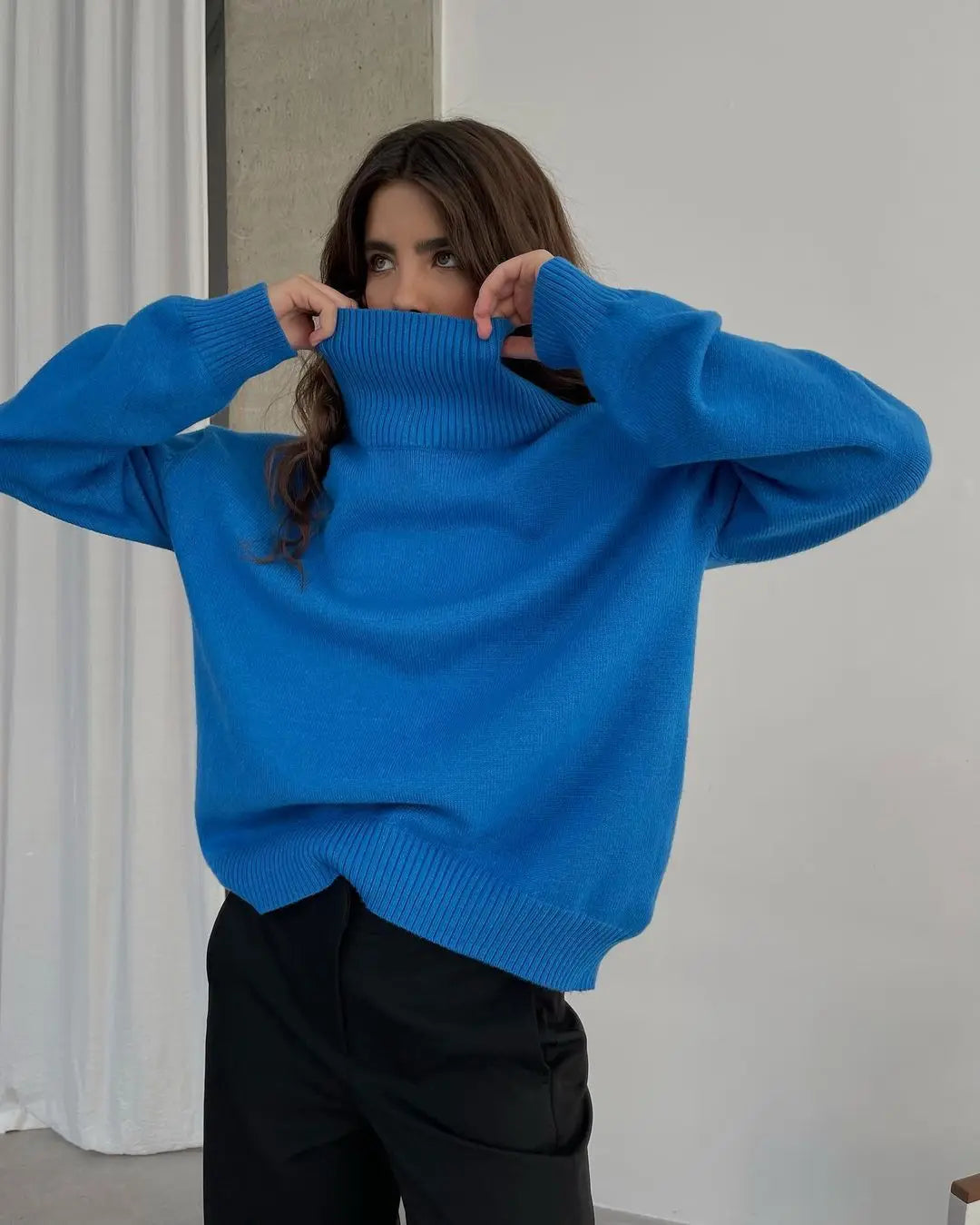 Herbst Und Winter Verdickte Rollkragenpullover frauen Lose Faul Gestrickte Pullover Silhouette Casual Pullover