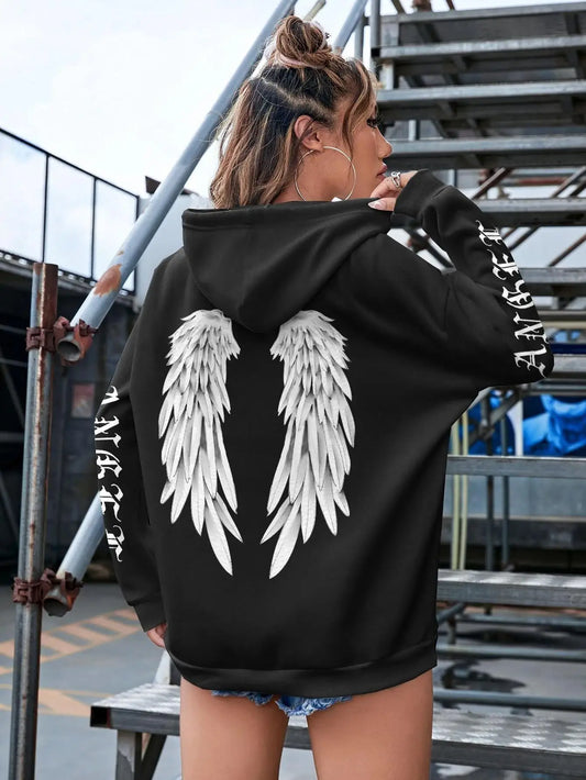 Beautiful Angel Wings Printed Hoodies Women Warm Comfortable Casual Hoodie Fashion Classic Hoody Loose Original Basic Clothes.