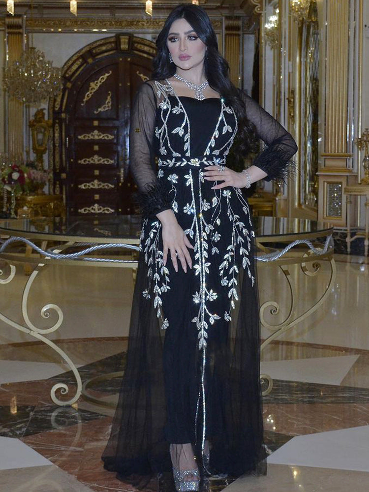 Indien Türkei Muslimischen Abaya Kleider Frauen Elegante Diamant Hochzeit Abend Party Kleid Spitze Gürtel Abaya Marokko Kaftan Robe