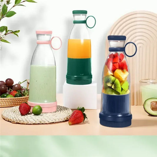 6-Blade Mini Portable Electric Juicer Bottle – USB-Charged, Shakes Orange/Lemon, Works As Fresh Fruit Mixer & Squeezer.
