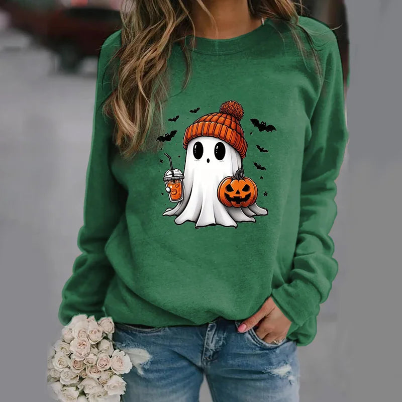 Niedliche Geister muster Pullover Frauen lässig Halloween Geist Harajuku Pullover fallen Frauen Tops