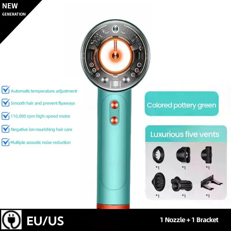 Professional Negative Ion High Speed Hair Dryer 220V Leafless Thermostatic Hair Dryer 1600W High Power Hair Dryer Styling Tool.