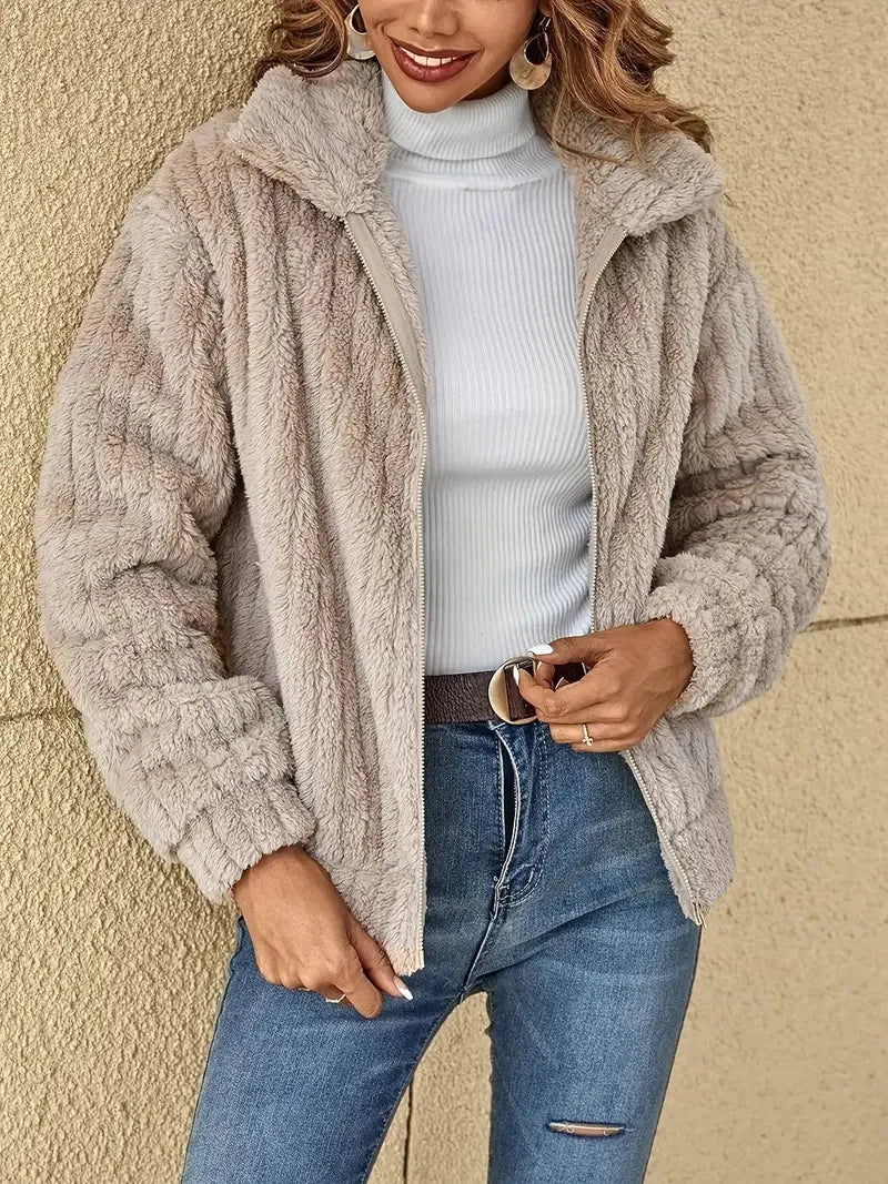 2025, Herbst und Winter, neue Mode, Damenpullover, Mäntel, Übergröße, Fleece-Strickjacke, kurzer Kragen, Tops, Damenbekleidung