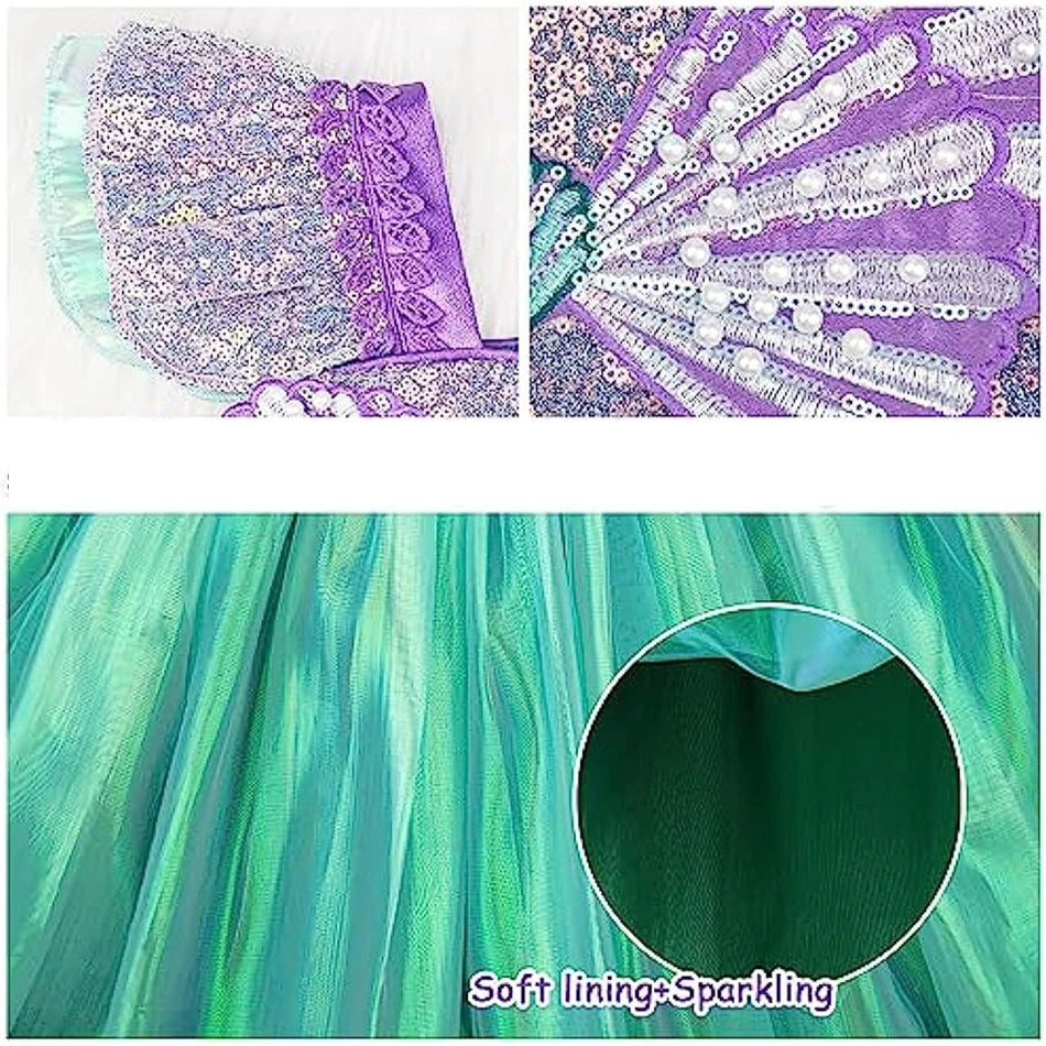 Disney Kleine Meerjungfrau Prinzessin Kleid Kinder Phantasie Karneval Cosplay Kostüm Geburtstag Hochzeit Party Kleidung Halloween Kostüm