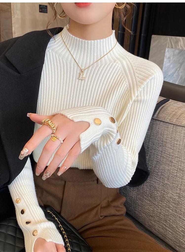 Herbst Winter Pullover Frauen Pullover Langarm Tops Kleidung Schlank Stricken Weiche Jumper Streetwear Taste Rollkragenpullover