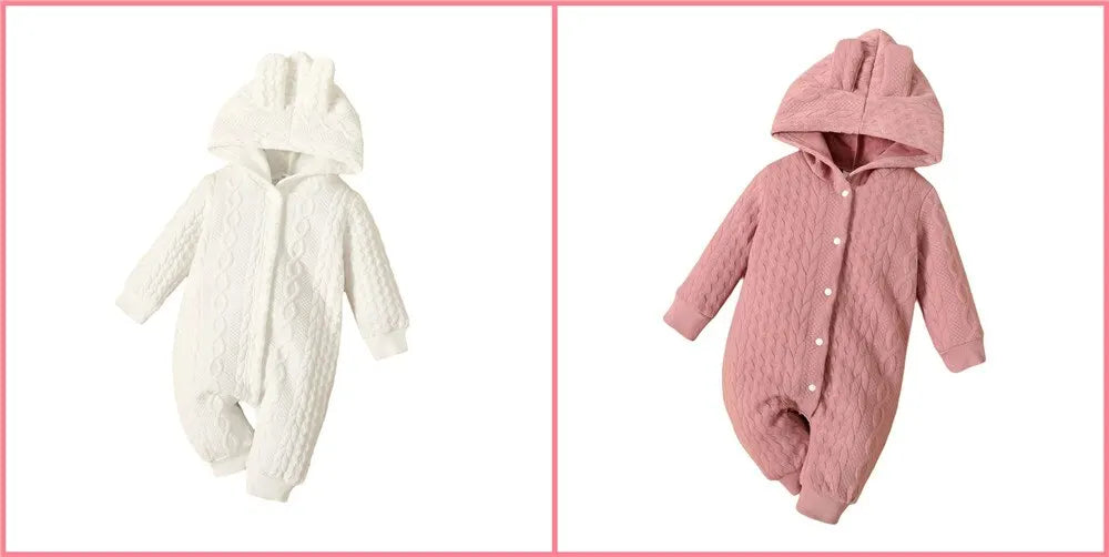 0-18 Monate Neugeborenes Baby Mädchen Bodysuit einfarbig Hoodie Langarm Stram pler Herbst & Winter warme Overall Kleidung für Baby
