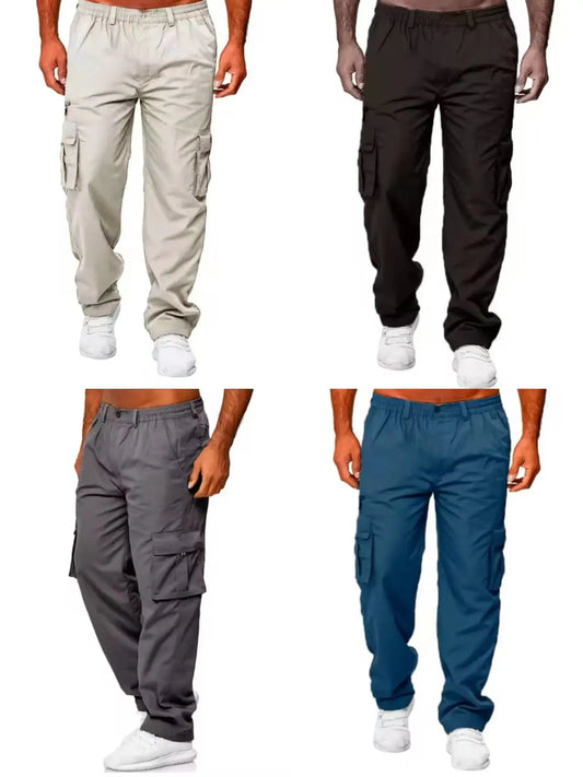 Men's Cargo Pants Sweatpants Outdoor Loose Straight Long Trousers Summer Casual Multi-Pocket Durable Workwear Male Trousers.