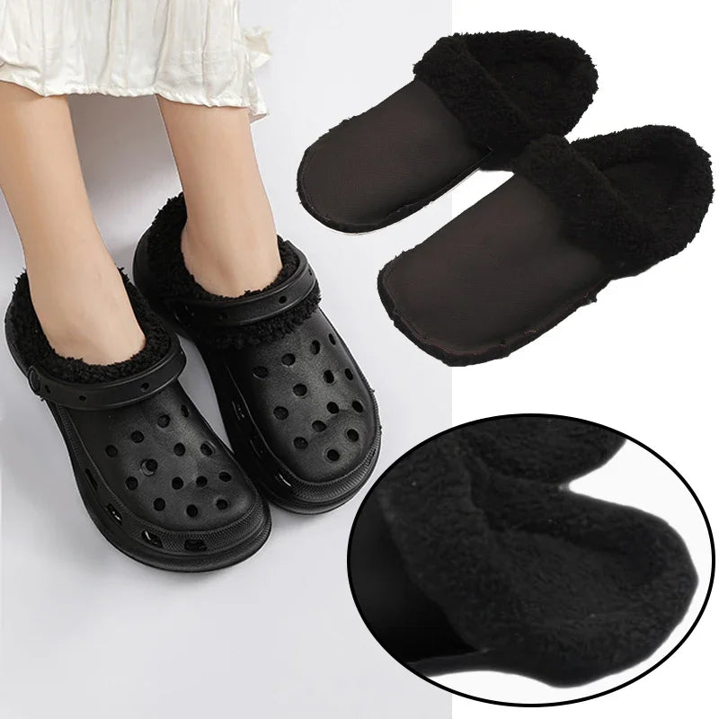 1 paar Loch Schuhe Samt Liner Winter Warme Schuhe Abdeckungen Verdickte Weiche Schuhe Abdeckung Abnehmbare Baumwolle Hülse Plüsch Innen Liner