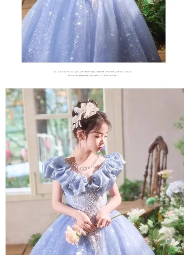 Elegangt Mädchen Abendkleid Luxus Prinzessin Kleid Geburtstag Party Pageant Outfit Kinder Klavier Rezitieren Leistung Formelle Kleidung