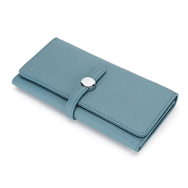 Genuine Leather Wallet Women Long Clutch Fashion Luxury Brand Ladies Purses Card Holder Zipper Coin Pocket High Quality Billfold
