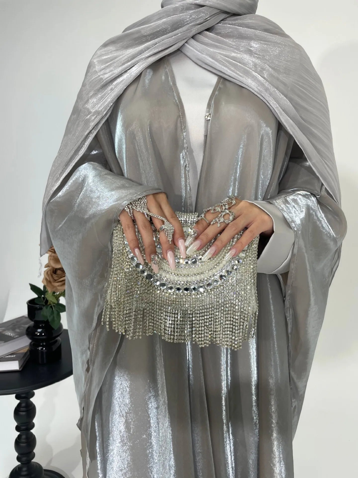 Muslim 2025 New Fashion Women's Solid Color Elegant Casual Trendy Loose 2 Piece Sets Long Sleeve Cardigan Coat Inner Dresses.