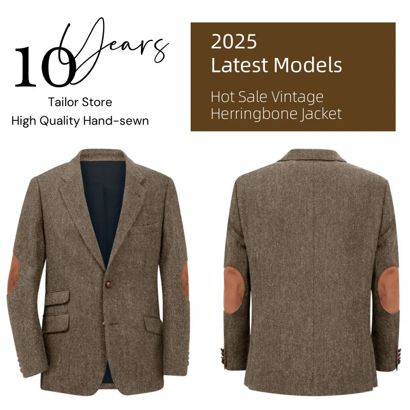 Men's Blazer Herringbone Single Breasted Casual Elegant Man Suit Jackets Coat Men's Stage Clothing Clothing-for-men Male Clothes.