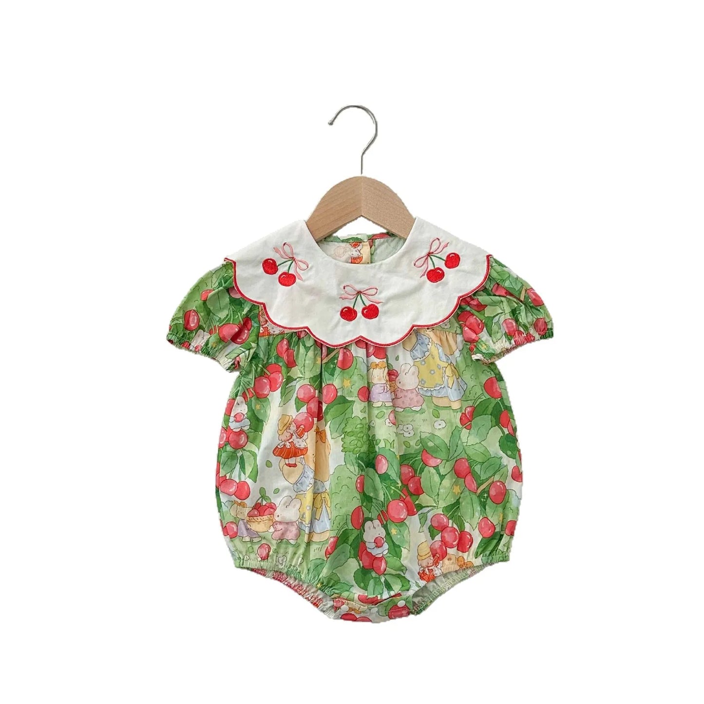 0-2 Jahre Baby Mädchen Kleidung Peter Pan Kragen Kleinkind Mädchen Body & One Piece Bunny Print Baby Mädchen Kleidung