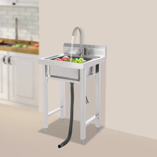 Moderne kommerzielle Spüle 201 Edelstahlspüle für Küchencafés, Bars, freistehende kommerzielle Spüle 360 ° Drehung stabil und sicher