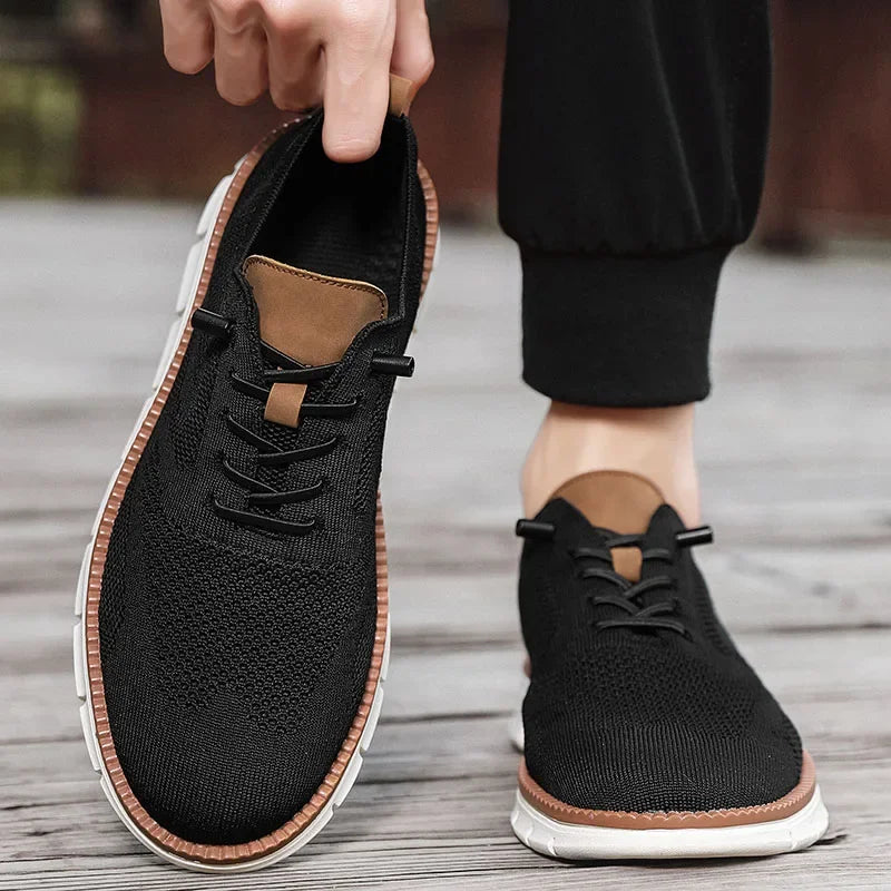 Herren-Freizeitschuhe, klassische, atmungsaktive Brogue-Flats, dämpfende Farbblock-Design-Kleiderschuhe, vielseitige Turnschuhe, leicht