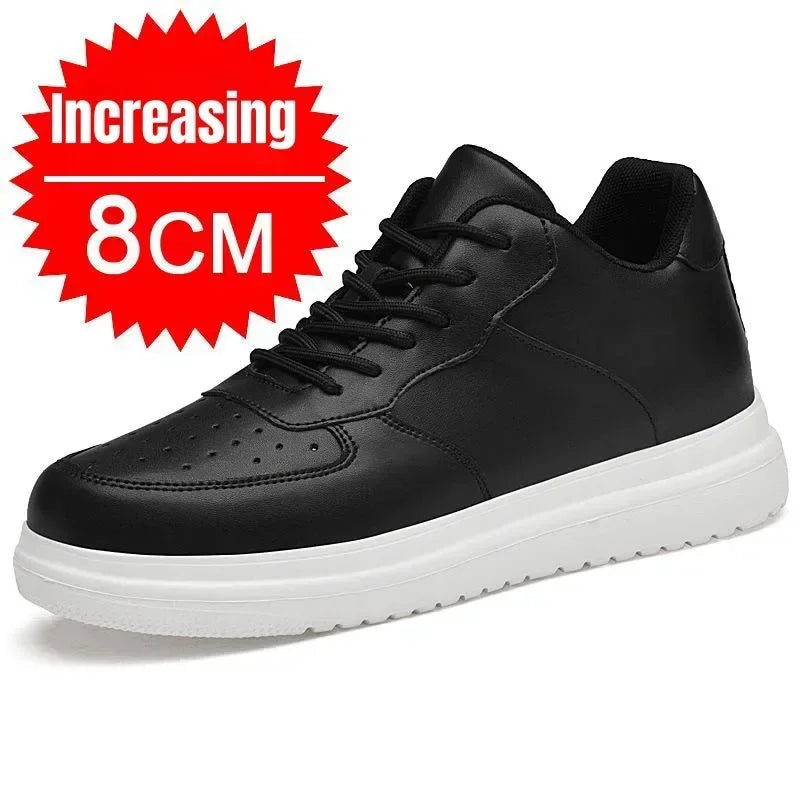 PDEP Neue Höhe Zunehmende Schuhe für Männer 10 cm Unsichtbare Aufzug Turnschuhe Weiß Leder Sport Zapatillas De Hombre Große Größe 46