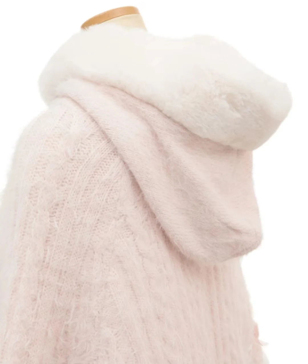 Japanische Liz Süße Prinzessin Faux Kaninchen Fell Cape Mantel Frauen Herbst Winter Pelz Jacke Lose Uhr Strass Bogen Mit Kapuze Mantel