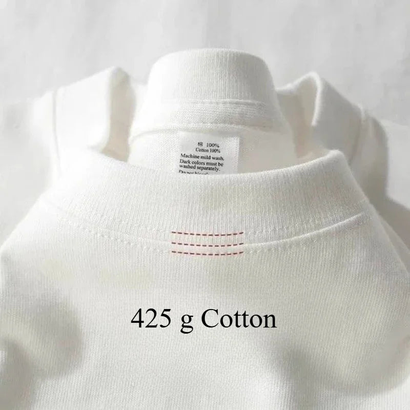 Heavy Wight 425 grams Men T Shirt Cotton Half Sleeve Brathable High Qaulity Round Neck Basic Tops Men Summer T-Shirt.