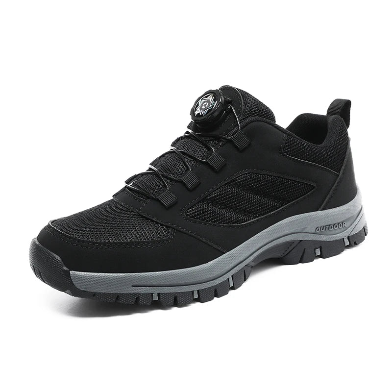 Männer Turnschuhe Stilvolle Rotierenden Schnalle Wanderschuhe Einfarbig Komfortable Nicht-slip Sportliche Schuhe Plus Größe Männer Schuhe Leder