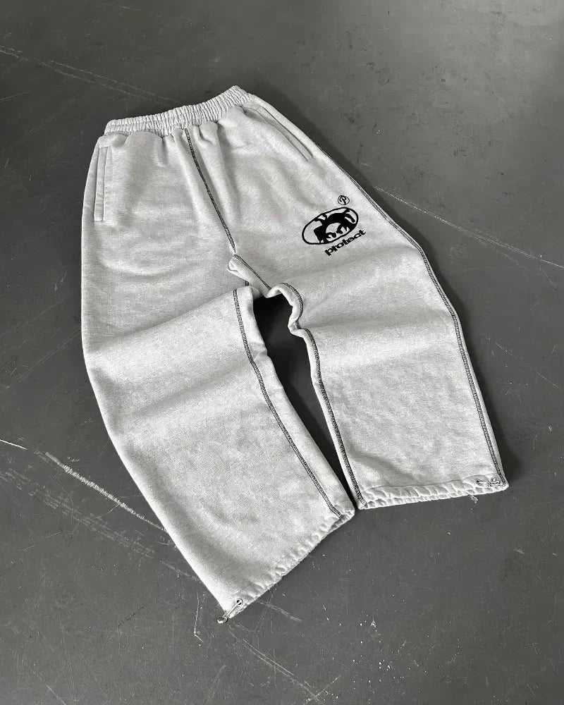 Streetwear PROTECT Mode Brief Stickerei Lose Jogginghose männer Und frauen Y2K Harajuku Hip-Hop Gothic Casual Joker Hosen
