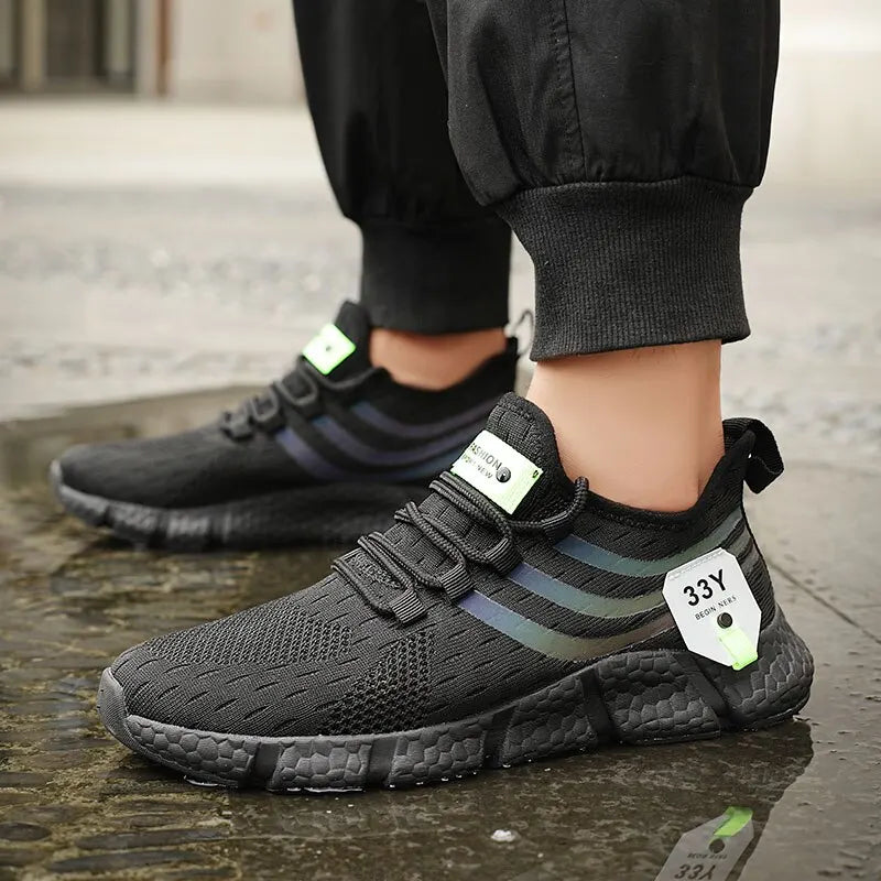 Herren Casual Sportschuhe atmungsaktiv leichte Sneakers Outdoor Mesh schwarze Laufschuhe sportlich Jogging Tenis Wanderschuhe