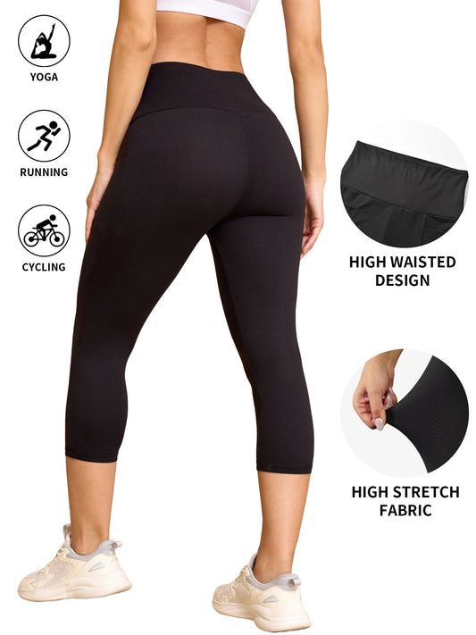 High Waisted capri pants For Women With Pockets Tummy Control No See Through Workout Running Yoga Athletic Push Up Gym Leggings.