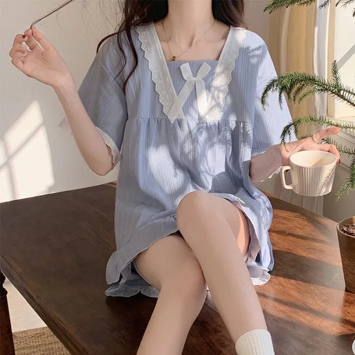 Palast Stil Pyjama Damen Sommer Lounge wear Set kurz ärmelig mit Kissen koreanische kleine süße Freundinnen Lounge wear Set