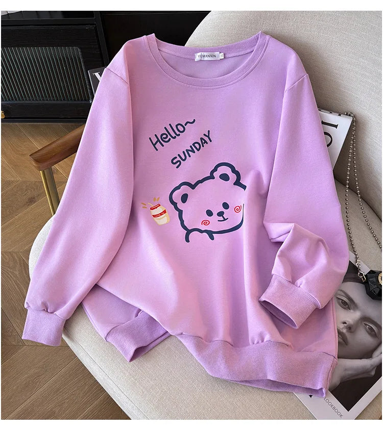 170 kg Plus Größe Damen Büste 170 Frühling Herbst Lose Langarm Cartoon Print Pullover Sweatshirts 4XL 5XL 6XL 7XL 8XL 9XL