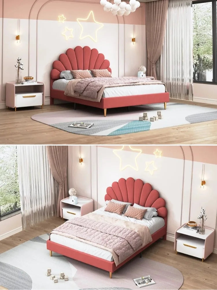 Creahappy Polsterbett – Doppelbett 140 x 200 cm, Doppelbett mit Samtmuster, warm und bequem