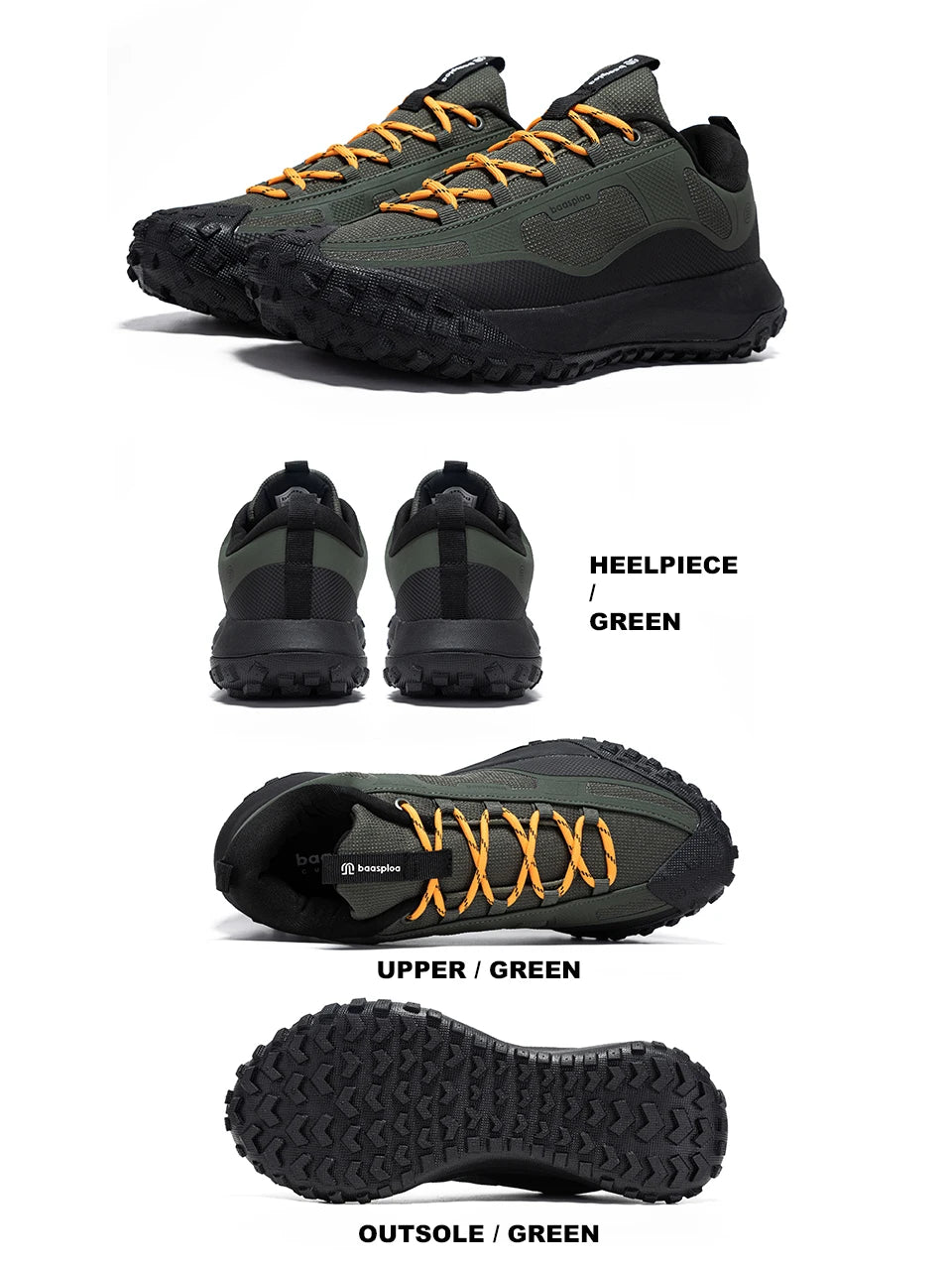 Baasploa Wanderschuhe Herren Outdoor Wasserdicht Camping Beständig Rutschfeste Turnschuhe Männlich Lässig Leichte Schnür-Wanderschuhe