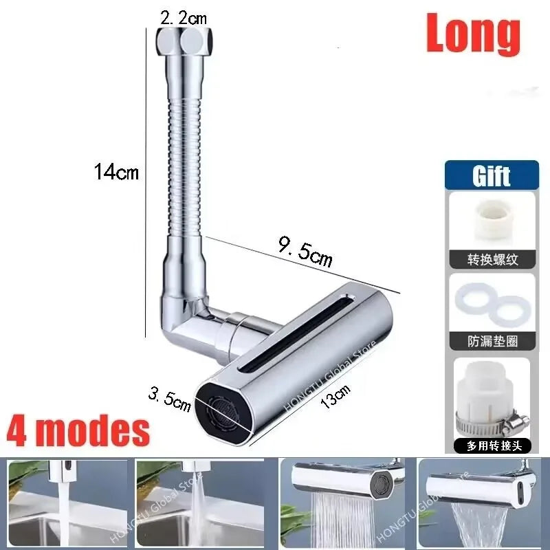 4 in 1 Kitchen Faucet Sprayer Anti-splash Pressurized Bubbler Multi Functional 360 ° Rotation Waterfall Faucet Home Accessories