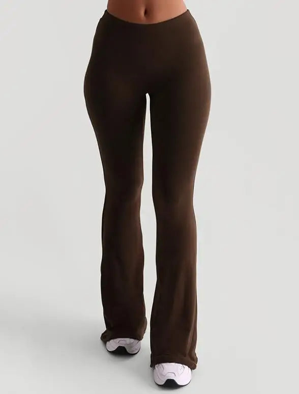 Frauen Casual Solide Farben Hohe Taille Schlaghosen Trendy Bootcut Hose Ausgestellte Leggings Hosen für Streetwear