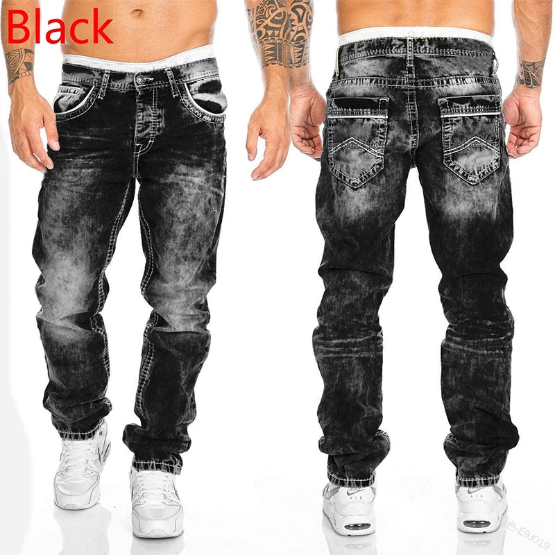 Mode Männer Hosen Gewaschen Stretch Gerade Jeans Lose Casual Designer Lange Denim Hosen Hosen Hip Hop Slim Fit Punk Hosen