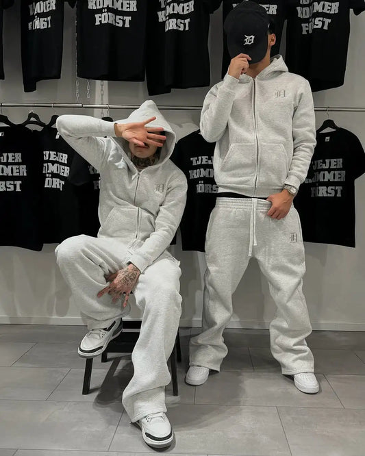 New embroidered retro pattern zipper hoodie Y2K men clothing Harajuku women clothing casual sweatpants couple suit tracksuit.