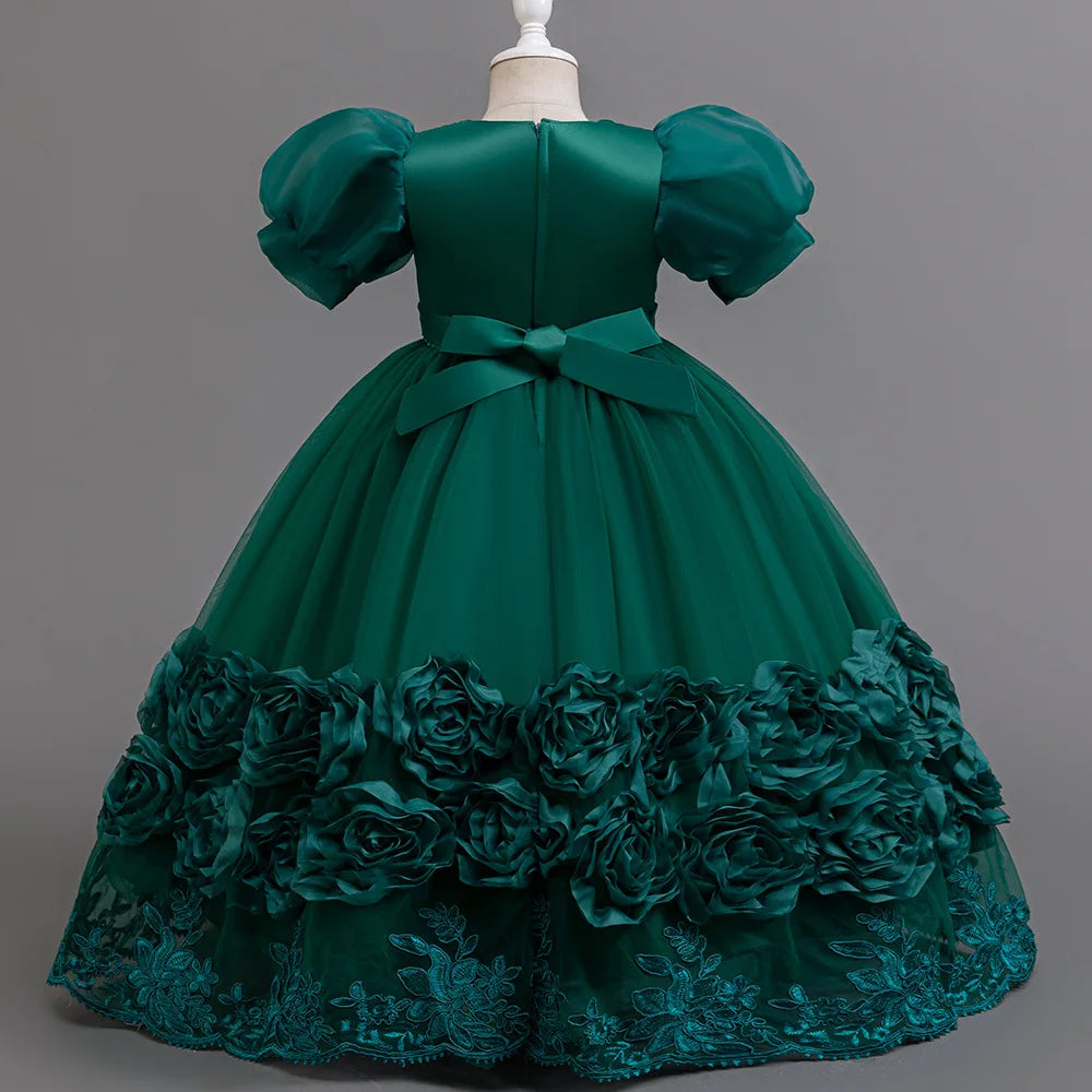 4-12 Jahre altes Blumenjungen-Hochzeitskleid, Abendkleid, Pailletten, langes Halloween-Mädchenkleid, Weihnachtsaufführung, Gastgeber-Redenen