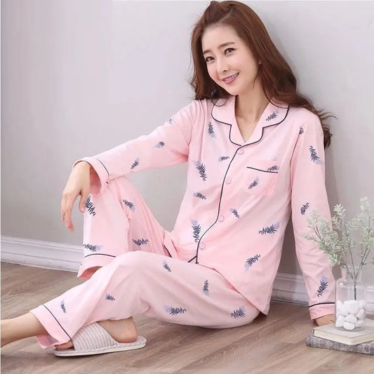Neue frauen Imitation Baumwolle Pyjamas Homewear Set Mädchen Frühling und Herbst Pyjamas Homewear Damen Langarm Strickjacke Homewear.