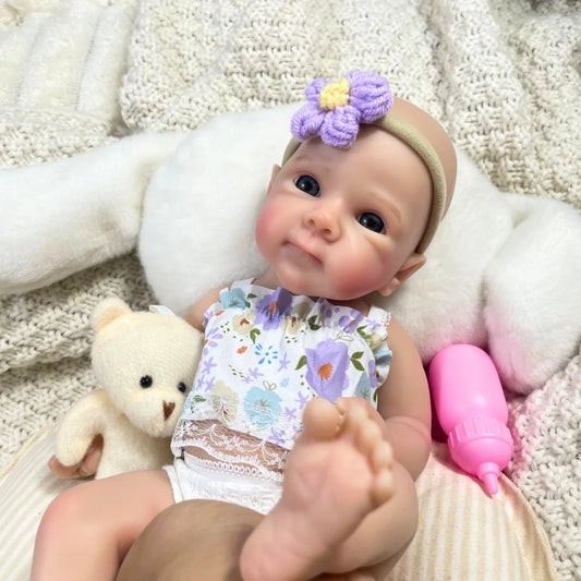 Mini 13 Inch Full Solid Silicone Bettie Reborn Baby Doll Washable Body Girl Adorable Silicone Doll Birthday Christmas Gift.