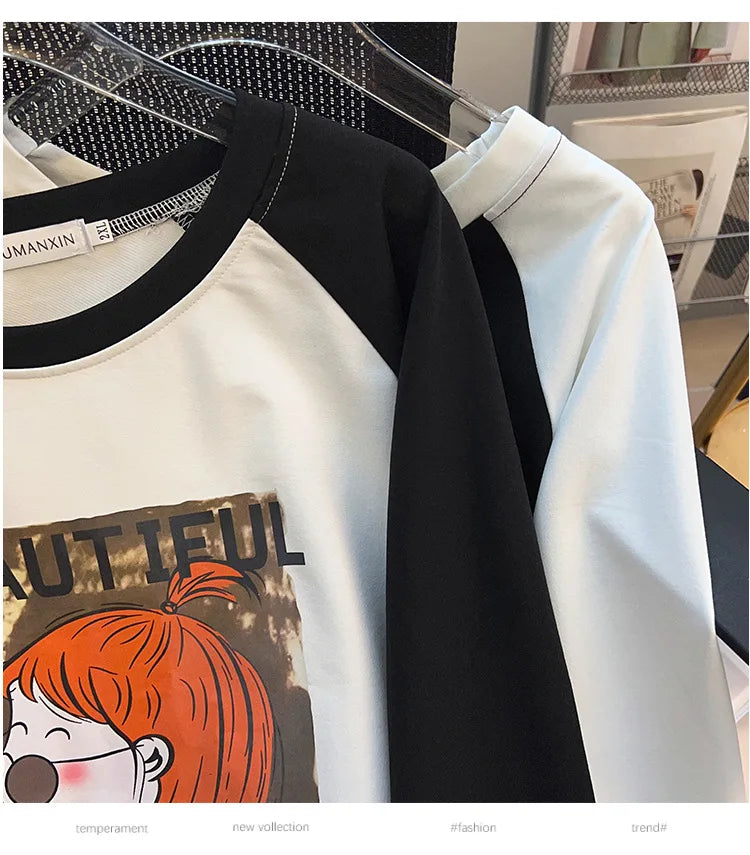 170kg Plus Size Damen Büste Herbst lässig Mode bedruckt Sweatshirt lose Langarm Top 6xl 7xl 8xl 9xl 10xl 11xl